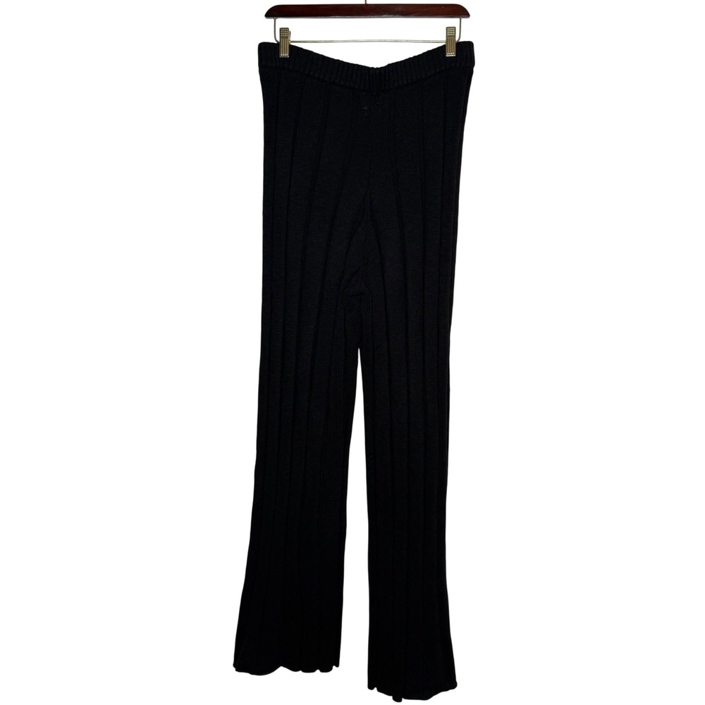 DISSH Ribbed Knit Pants XL Black Cotton Linen Wide Leg Quiet Luxury Minmalist